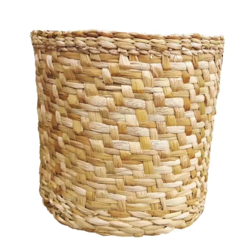 Cachepot de Palha Trançado Grande 25Cm - Rocha Decorações