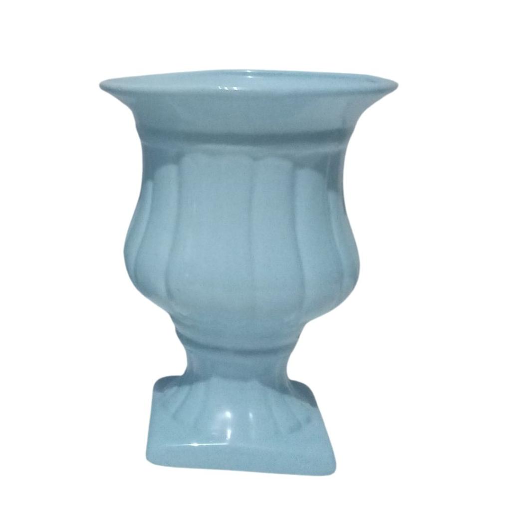 Vaso Cerâmica Taça Azul Claro M - Rocha Decorações