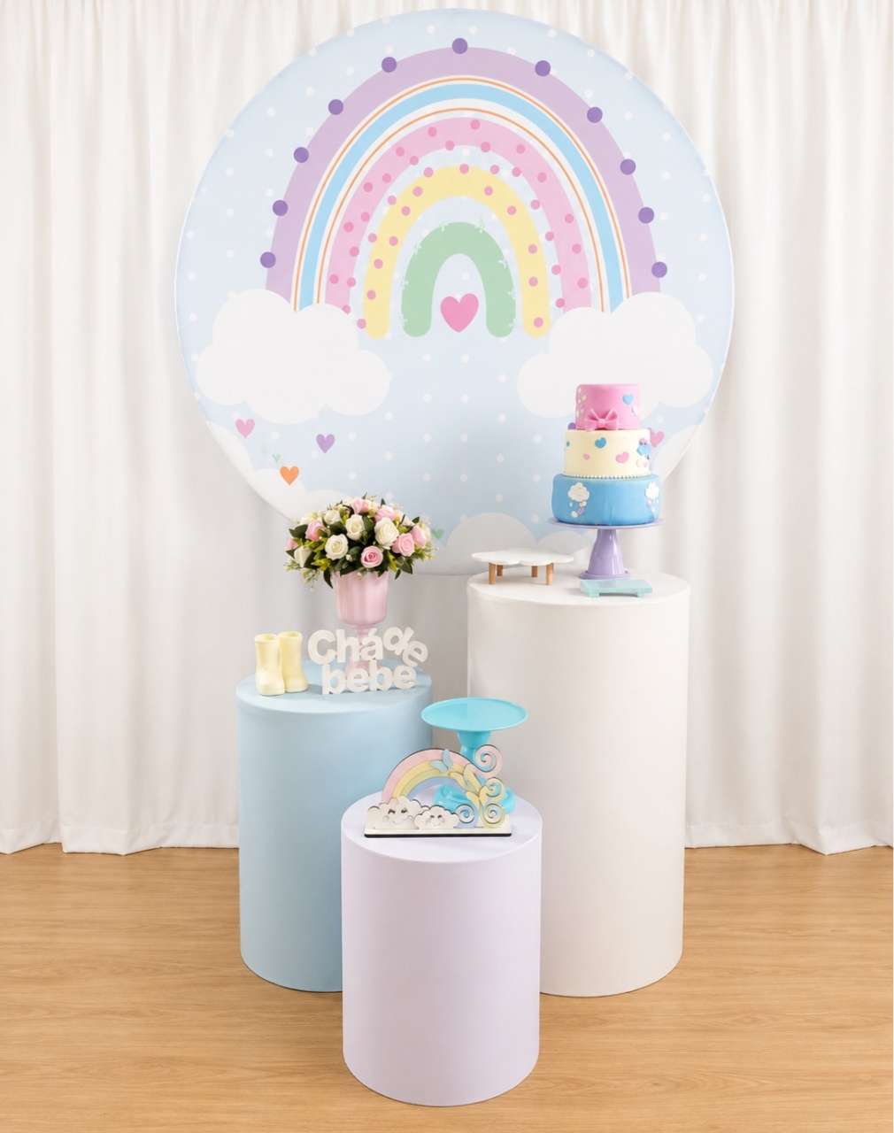 ARCO IRIS PARA CHÁ DE BEBÊ MENINA KIT ESSENCIAL
