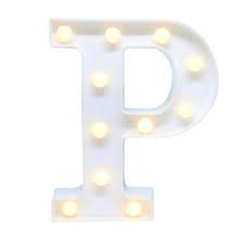 Letra "P" Luminoso Led 0,22Cm  (Não Acompanha Pilha) - Branco - Rocha Decorações
