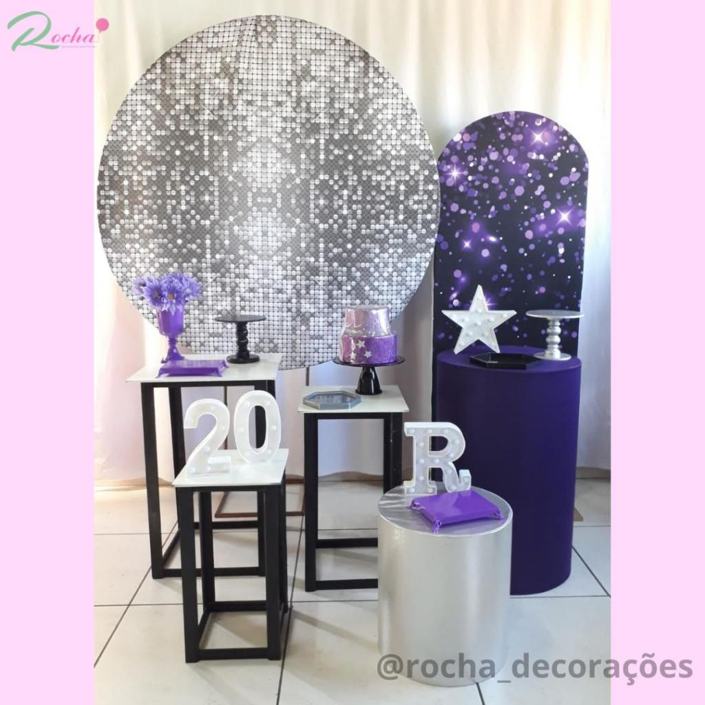 Glitter Roxo E Prata Composição - Rocha Decorações