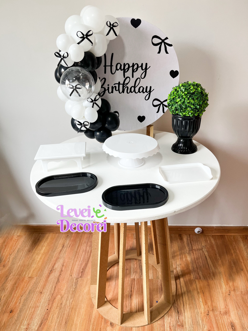 Kit Presença Pocket - Happy Birthday Laços Pretos - Levei Decorei