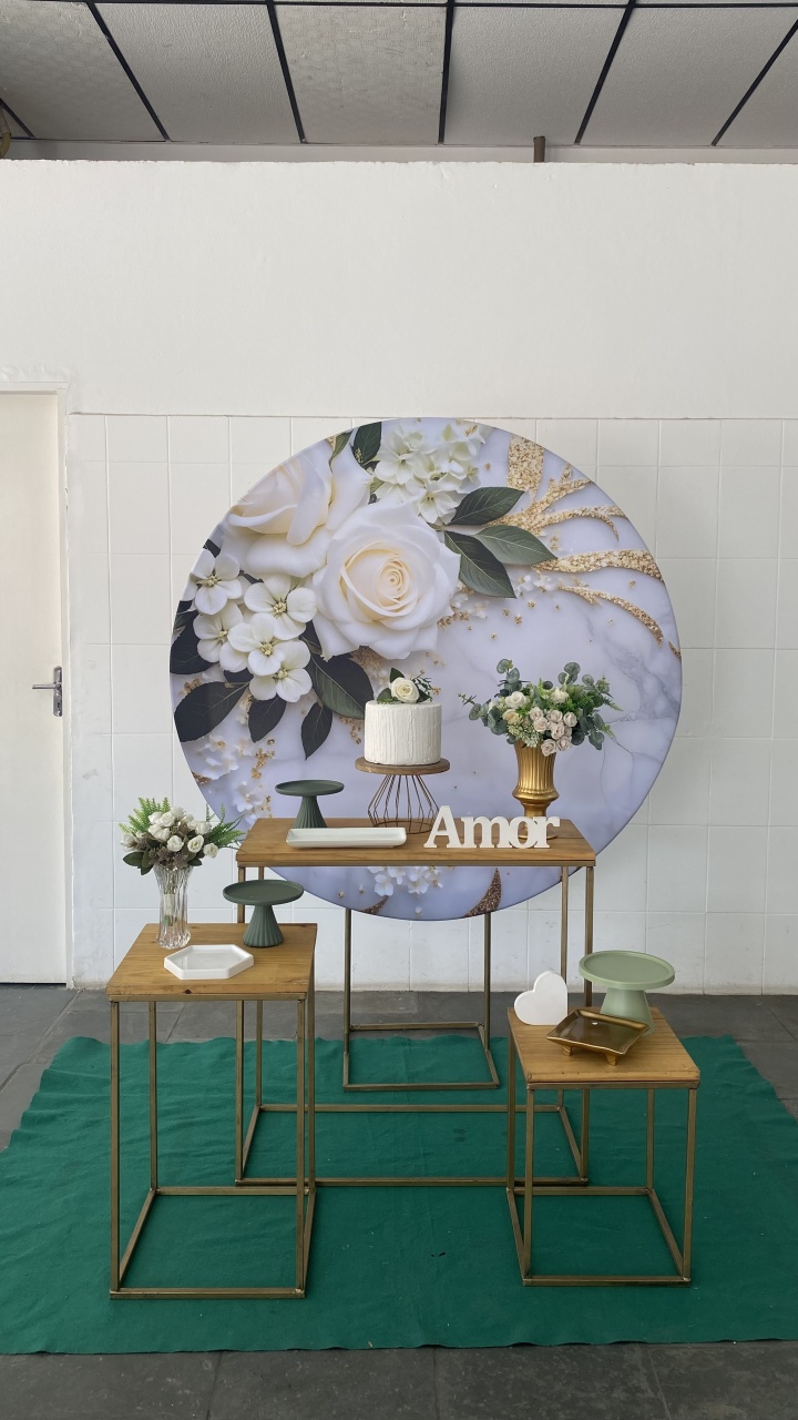 Casamento Verde Oliva- Redondo- Mesas Vazada - AC Festas Pegue e Monte