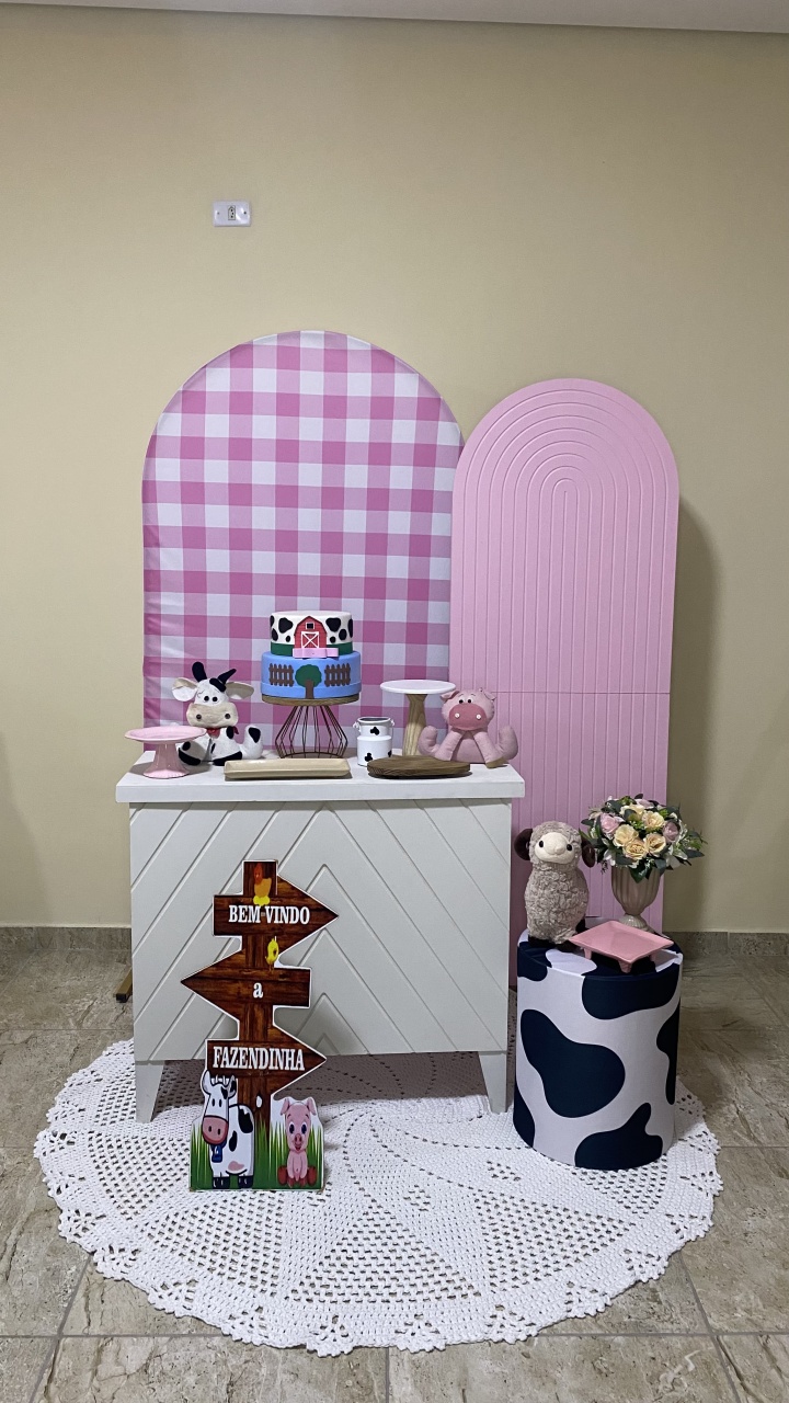 Fazendinha Xadrez- Romano Rosa - AC Festas Pegue e Monte