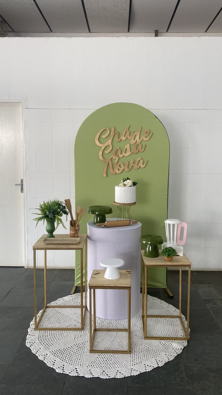 Chá de Casa Nova- Painel Verde Oliva - AC Festas Pegue e Monte