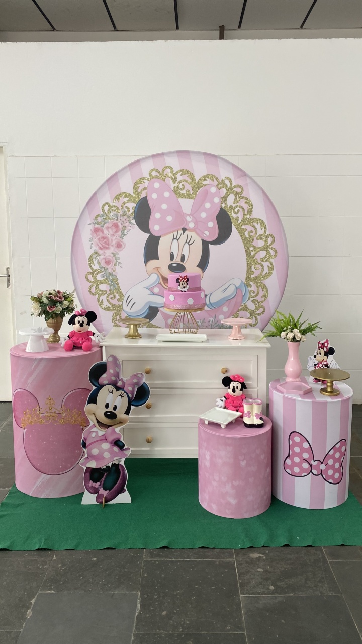 Minnie Rosa- Ouro - AC Festas Pegue e Monte