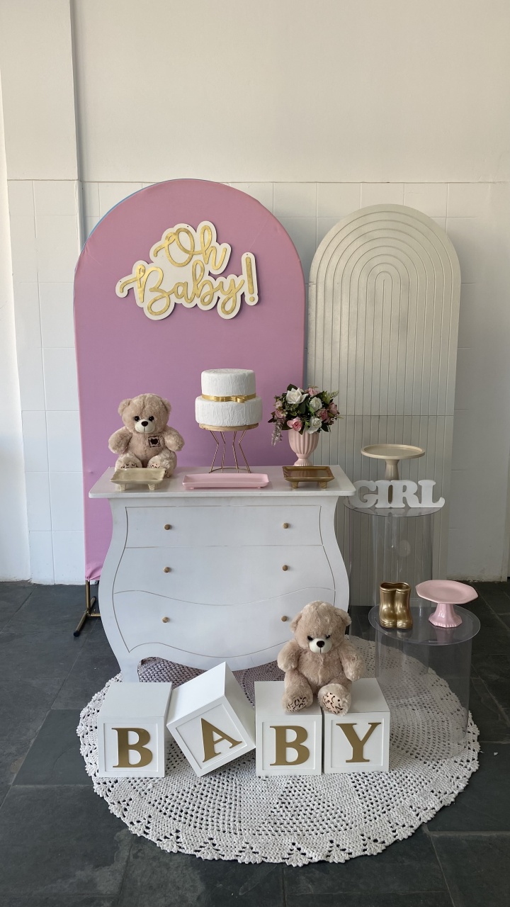 Chá de Bebê Oh Baby- Rosa - AC Festas Pegue e Monte