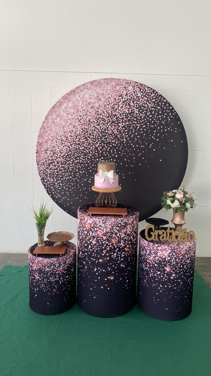 Preto E Rosa- Bronze - AC Festas Pegue e Monte