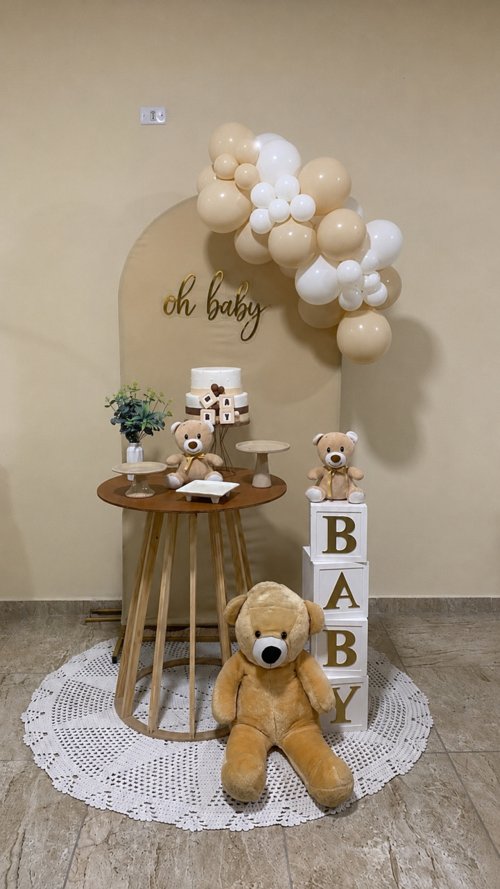 Chá de Bebê- Bege - AC Festas Pegue e Monte