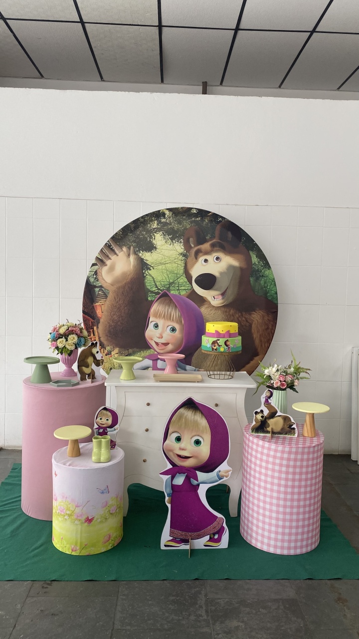 Masha E O Urso- Rosa - AC Festas Pegue e Monte