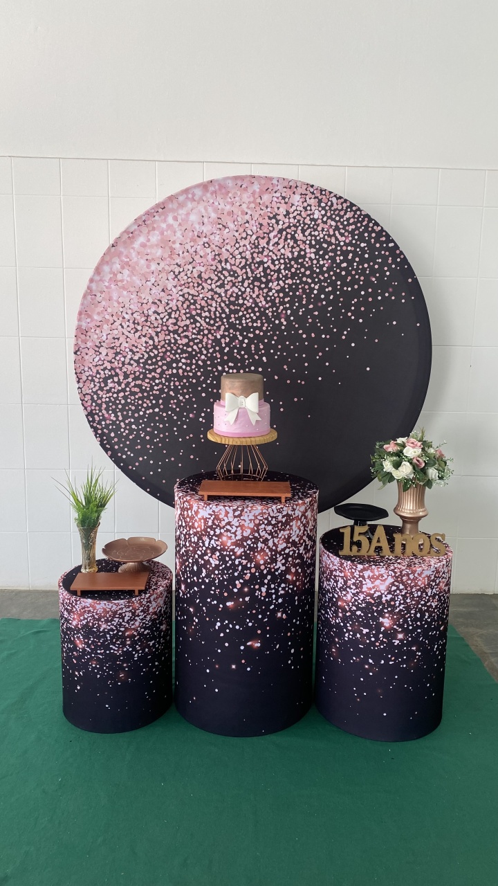 15 Anos Rosa E Preto- Bronze - AC Festas Pegue e Monte