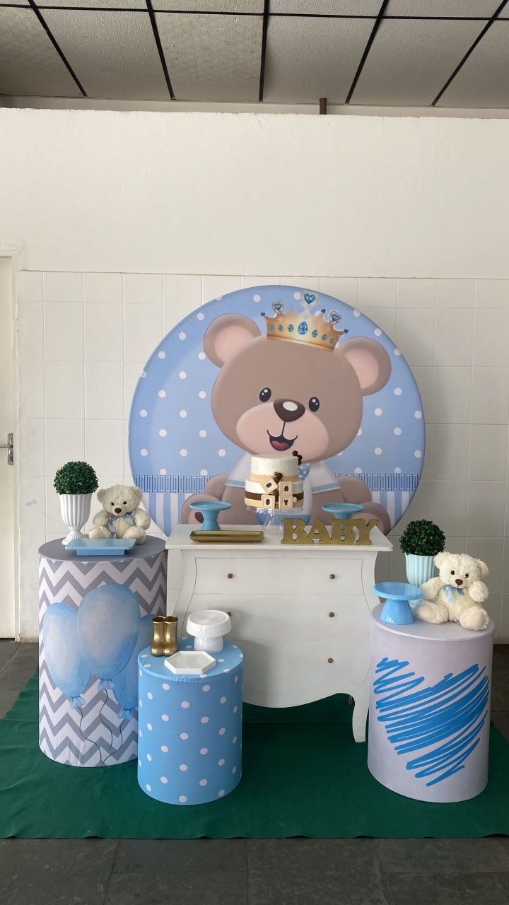 Urso Príncipe Azul Bebê- Ouro - AC Festas Pegue e Monte
