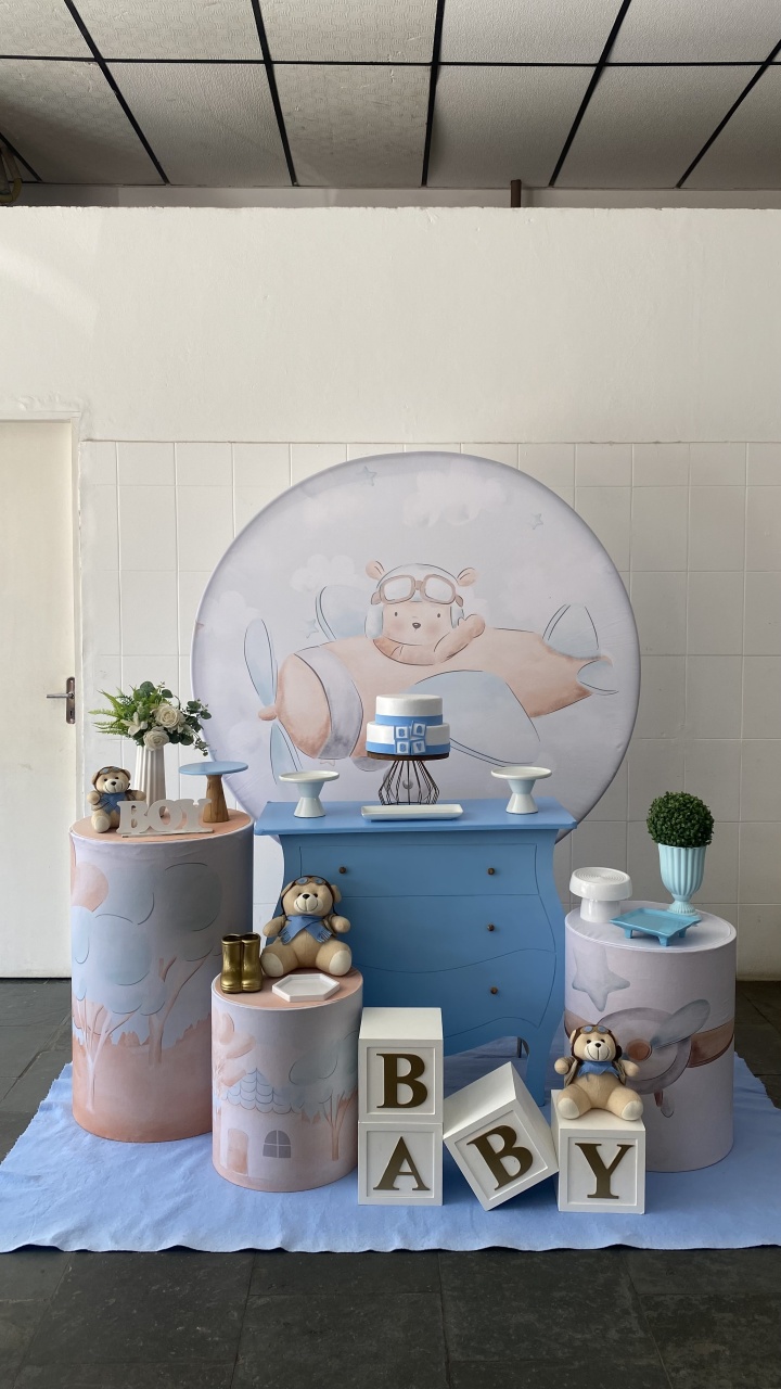 Chá de Bebê Urso Aviador- Baby - AC Festas Pegue e Monte