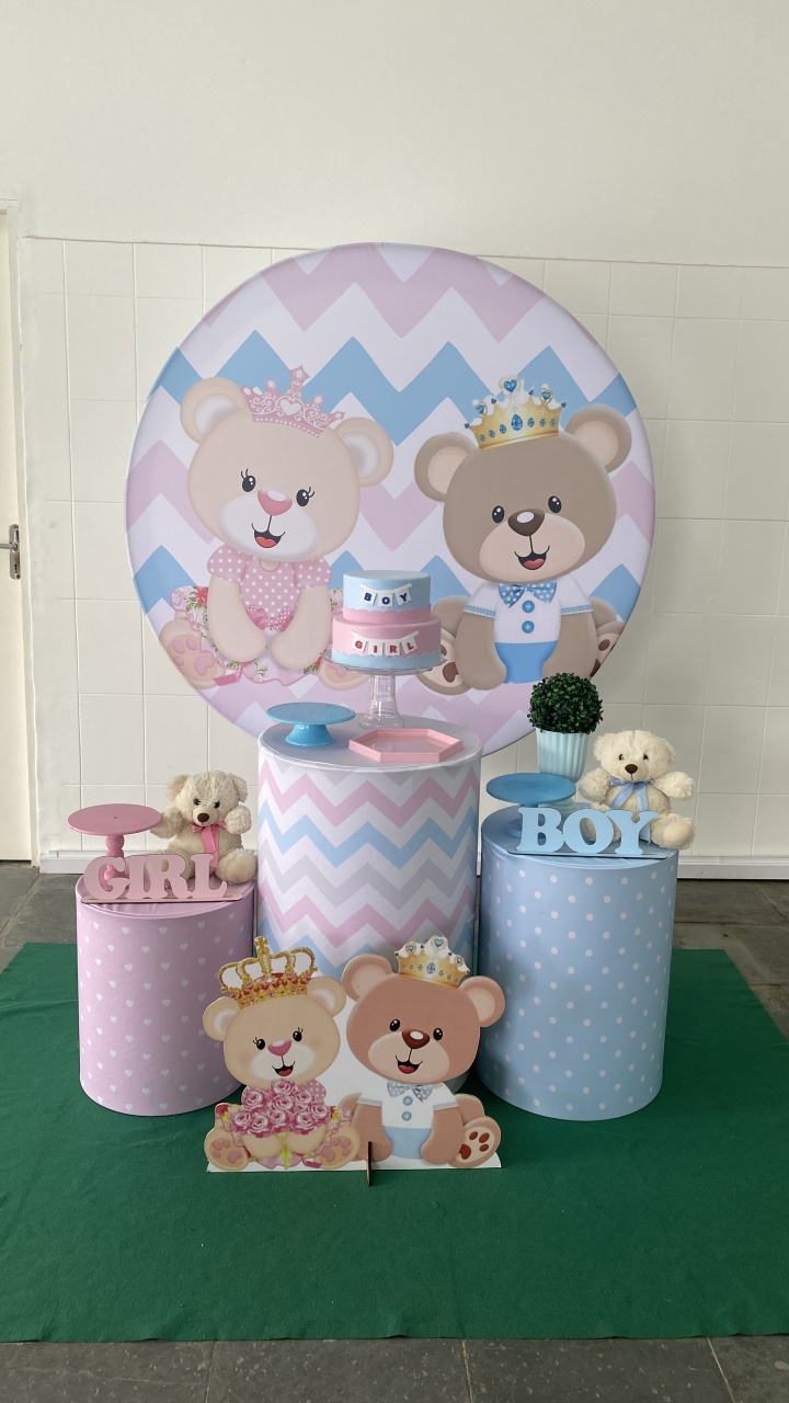 Kit Chá Revelação- Rosa E Azul Bronze - AC Festas Pegue e Monte