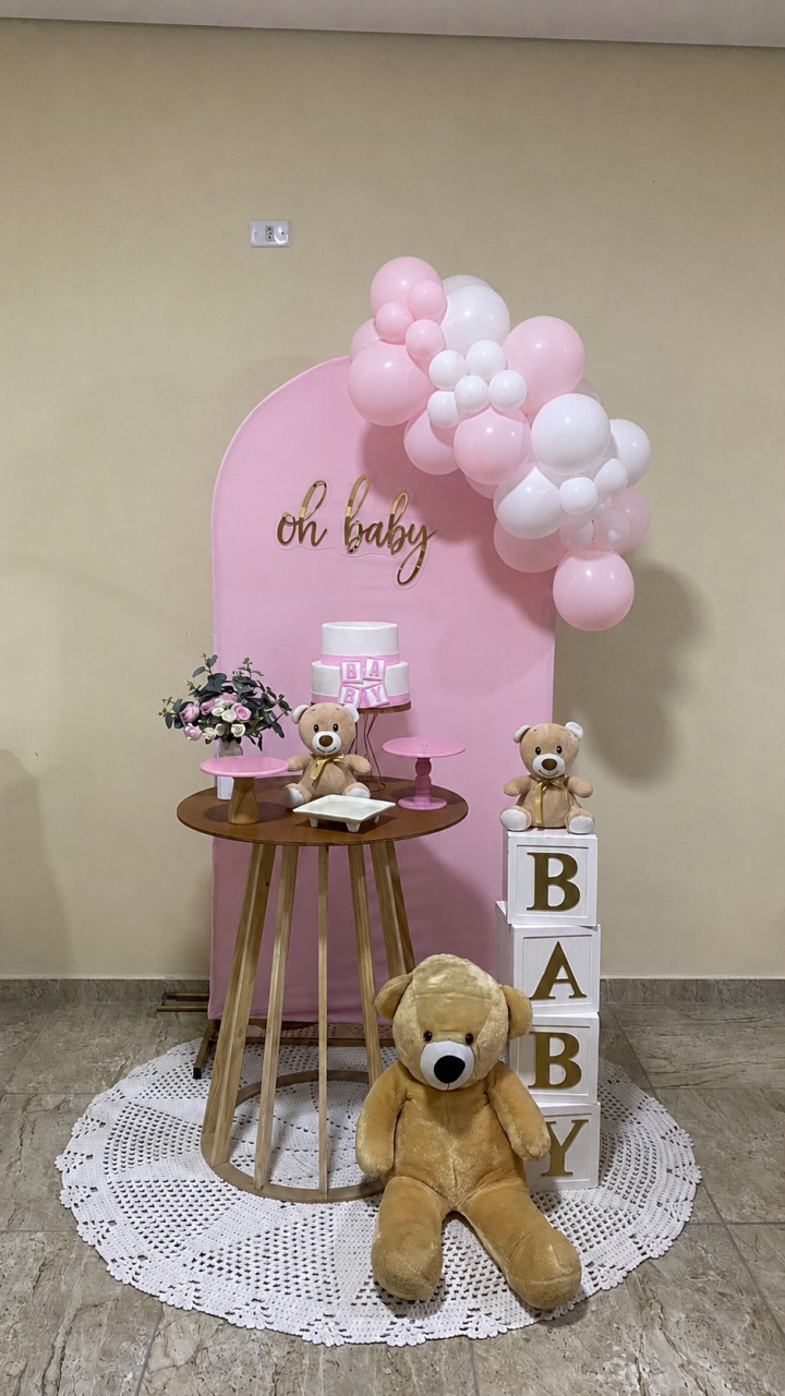 Chá de Bebê Rosa- Mesa Ripada - AC Festas Pegue e Monte