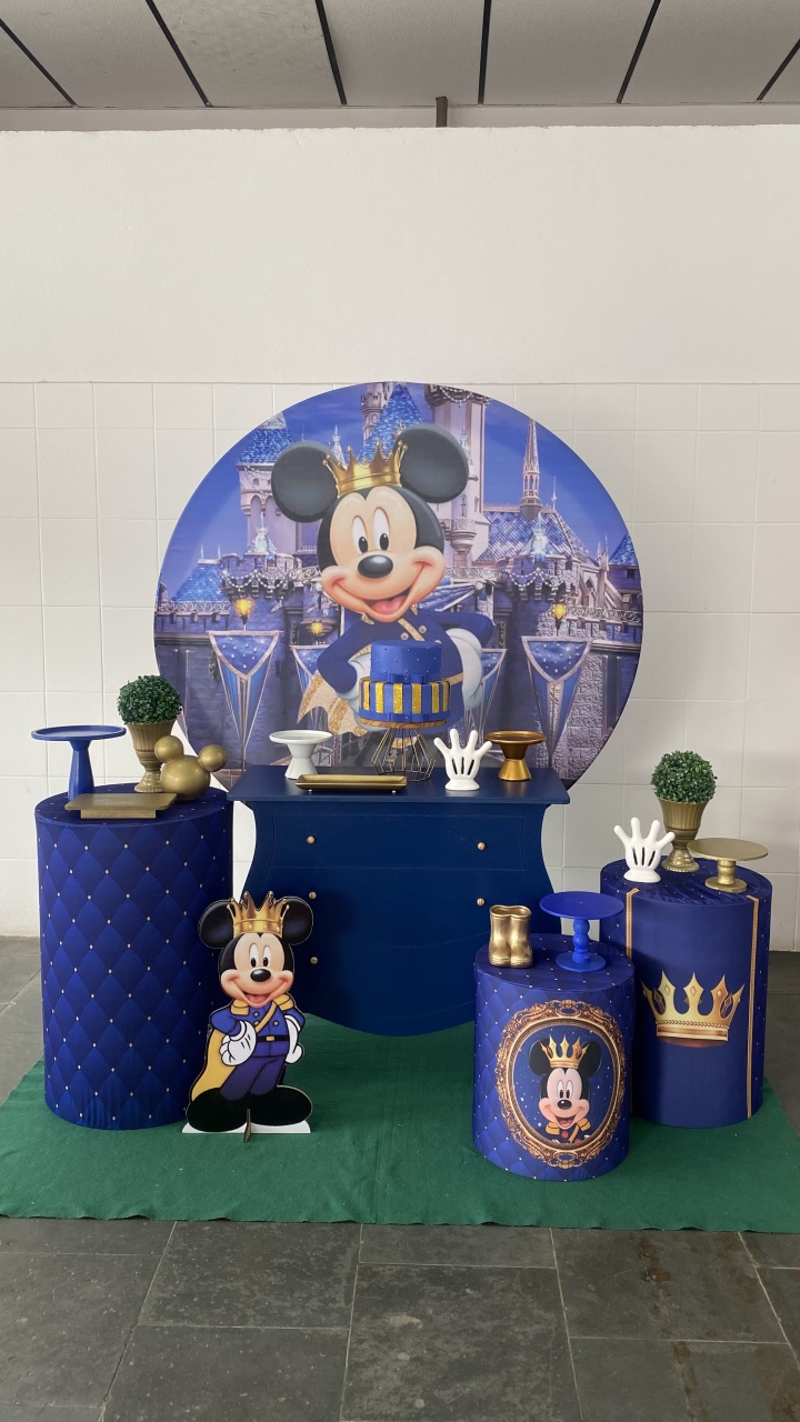 Mickey Realeza- Ouro Cômoda Azul - AC Festas Pegue e Monte