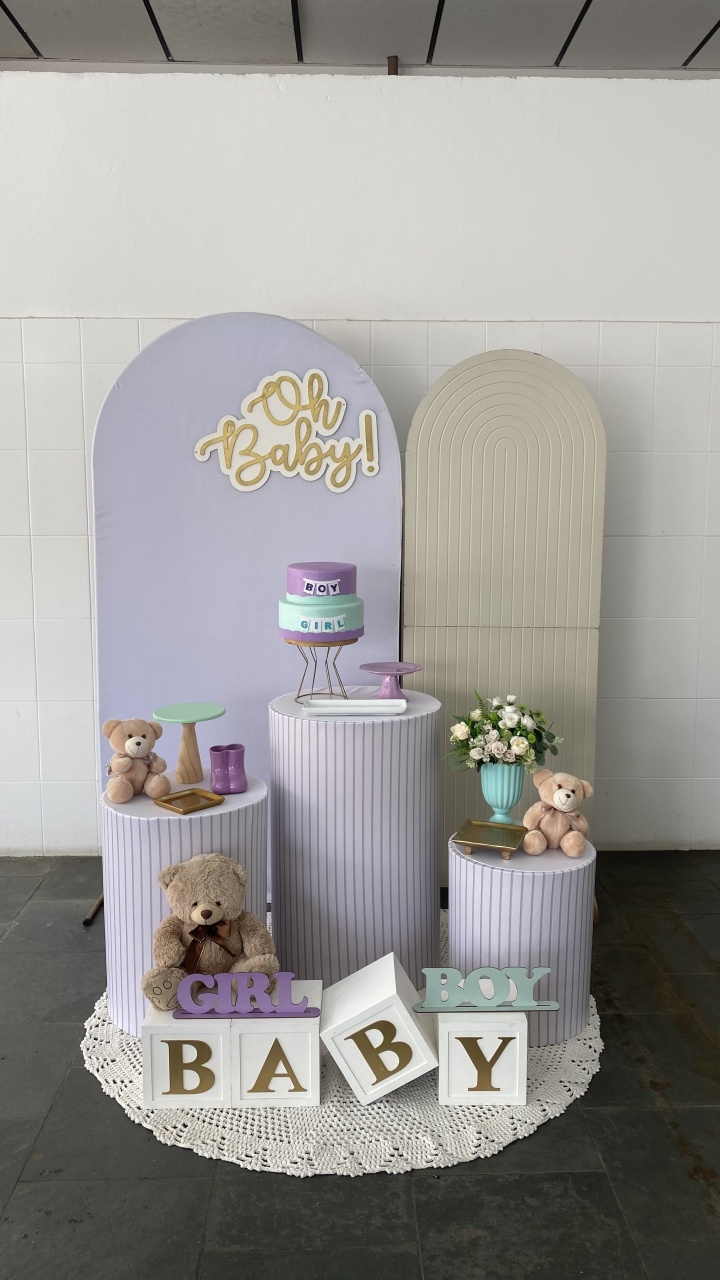 Chá Revelação- Lilás E Verde- Baby - AC Festas Pegue e Monte