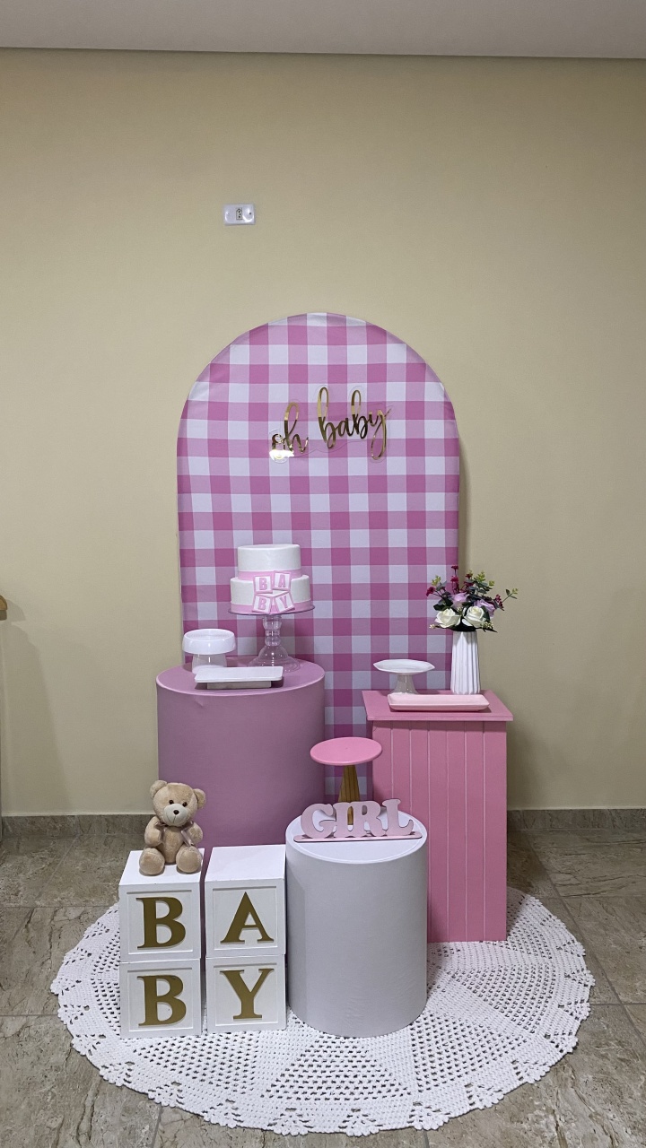 Xadrez Rosa- Baby - AC Festas Pegue e Monte