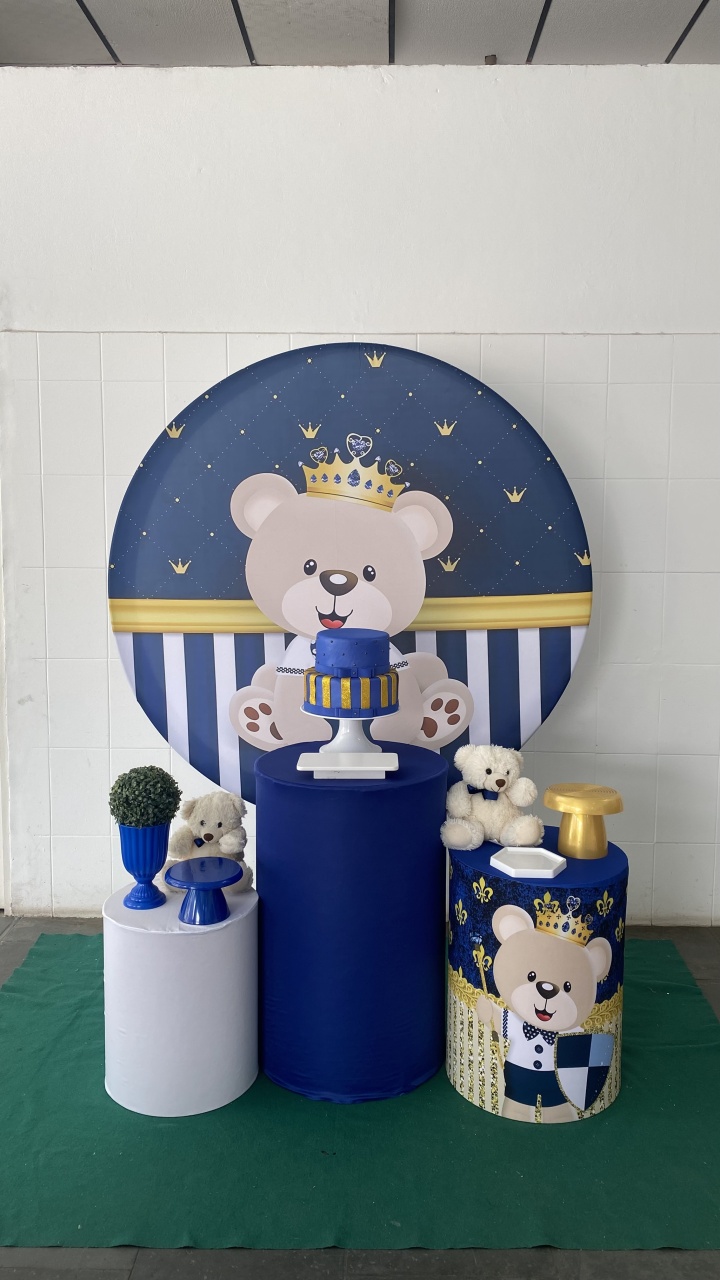 Urso Príncipe- Azul Royal- Bronze - AC Festas Pegue e Monte