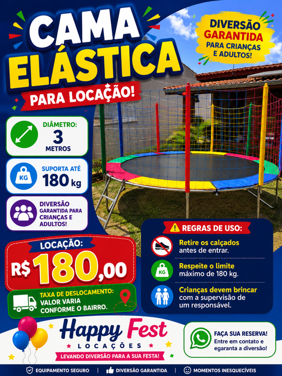 Cama Elástica 3,05 Metros Diâmetro - Happy fest locações 