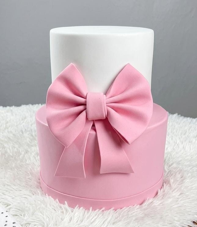 Bolo Cenografico Rosa E Branco 2 Base - Happy fest locações 
