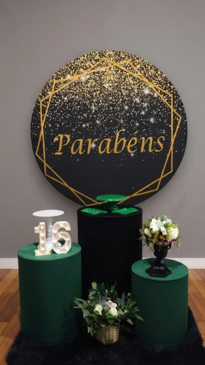 Kit Pegue Monte Parabéns Verde Com Preto Prata 🥈 - Happy fest locações 