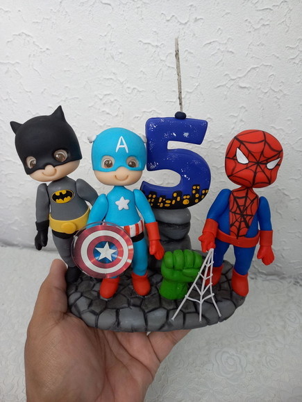 Topo de Bolo Em Biscuit Vingadores Herois Topo de Bolo Herois - Cantinho dos sonhos 