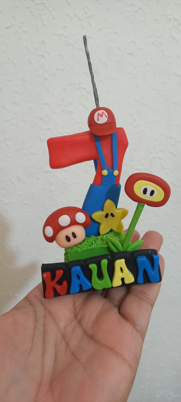Vela Em Biscuit Mario - Cantinho dos sonhos 