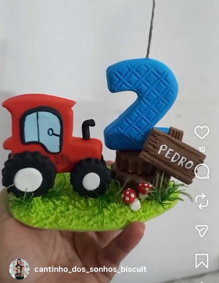 Topo de Bolo Fazendinha Trator Topo de Bolo - Cantinho dos sonhos 