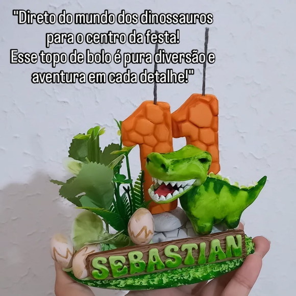 Topo de Bolo Em Biscuit Dinossauros Bolo Falso Dinossauros - Cantinho dos sonhos 