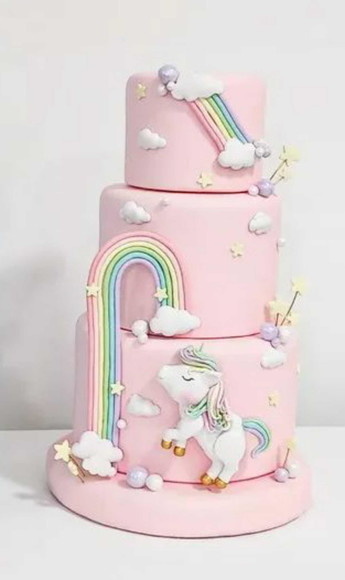 Bolo Unicornio Em Biscuit Poney Colorido - Cantinho dos sonhos 