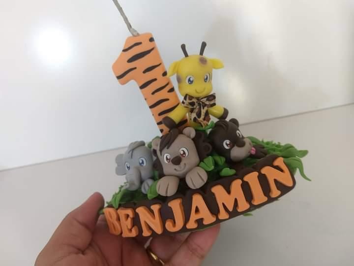 Topo de Bolo Safari Biscuit - Cantinho dos sonhos 