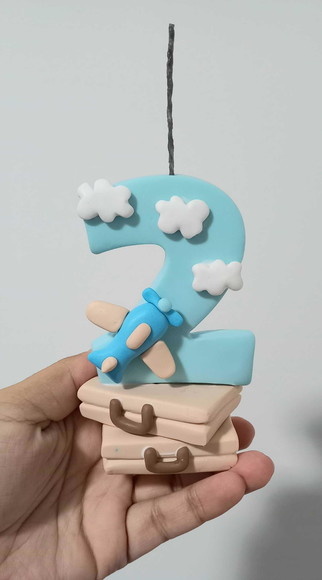 Vela Biscuit Aviao Bolo - Cantinho dos sonhos 
