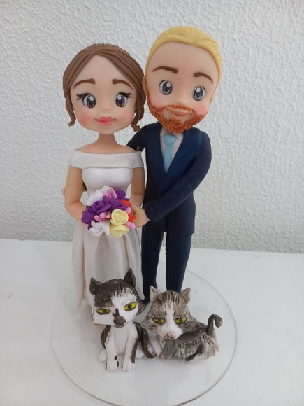Noivinhos Personalizados Biscuit Noivinha Com Gatos - Cantinho dos sonhos 