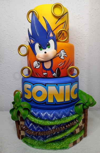 Bolo Fake Sonic Em Biscuit Aniversario - Cantinho dos sonhos 