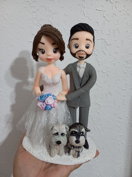 Noivinhos Personalizados Biscuit Noivinha E Pets - Cantinho dos sonhos 