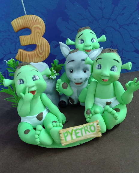 Topo de Bolo Biscuit Bebes Shrek Biscuit Bebes Shrek - Cantinho dos sonhos 