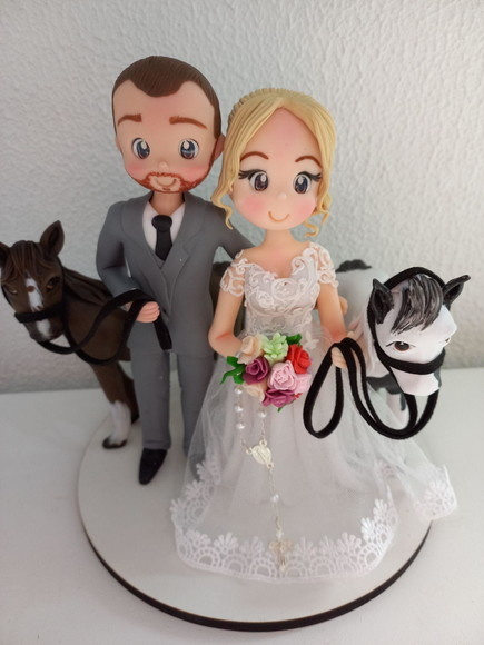 Noivinhos Personalizados Biscuit Com Cavalos Noivinhos de Casamento - Cantinho dos sonhos 