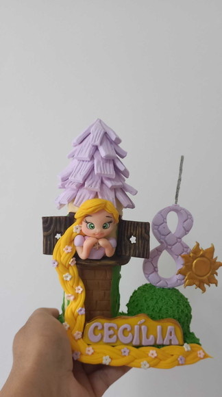 Topo de Bolo Em Biscuit Rapunzel Topo de Bolo - Cantinho dos sonhos 