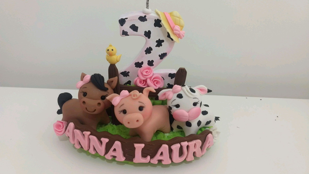 Vela Personalizada Fazendinha - Cantinho dos sonhos 