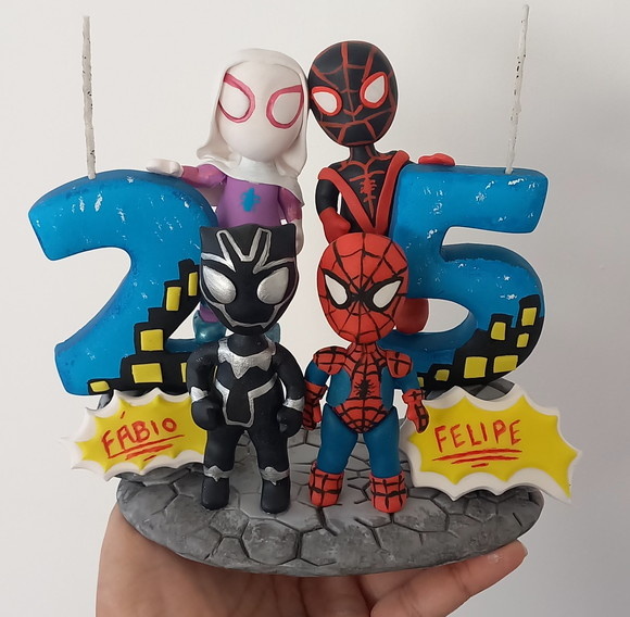 Topo Em Biscuit Spidey Topo de Bolo Biscuit - Cantinho dos sonhos 