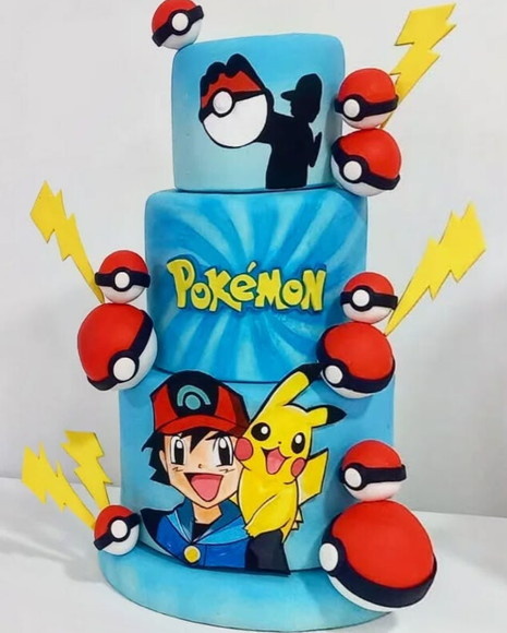 Bolo Locação Biscuit Pokemon - Cantinho dos sonhos 