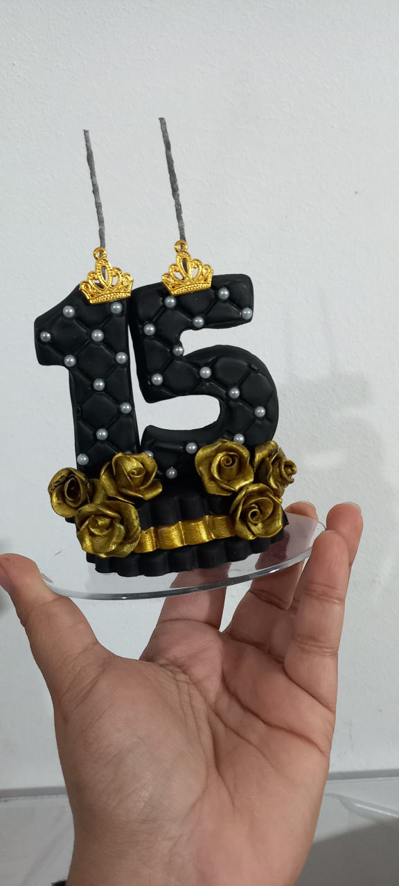Vela 15 Anos Preto E Dourado - Cantinho dos sonhos 