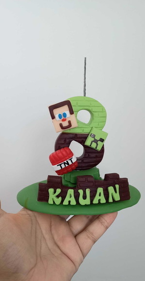 Topo de Bolo Minecraft Em Biscuit Topo de Bolo - Cantinho dos sonhos 