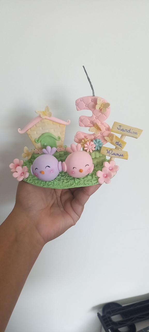 Vela Em Biscuit Jardim - Cantinho dos sonhos 