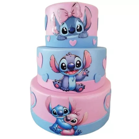 Bolo Fake 3 Andares Stitch&Angel - Ateliê Festas