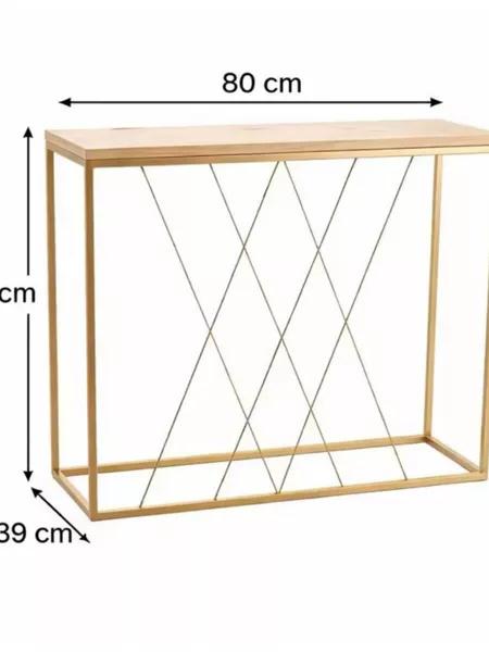Mesa Treliça de Ferro Dourado Com Tampo Em Pinus - Ateliê Festas