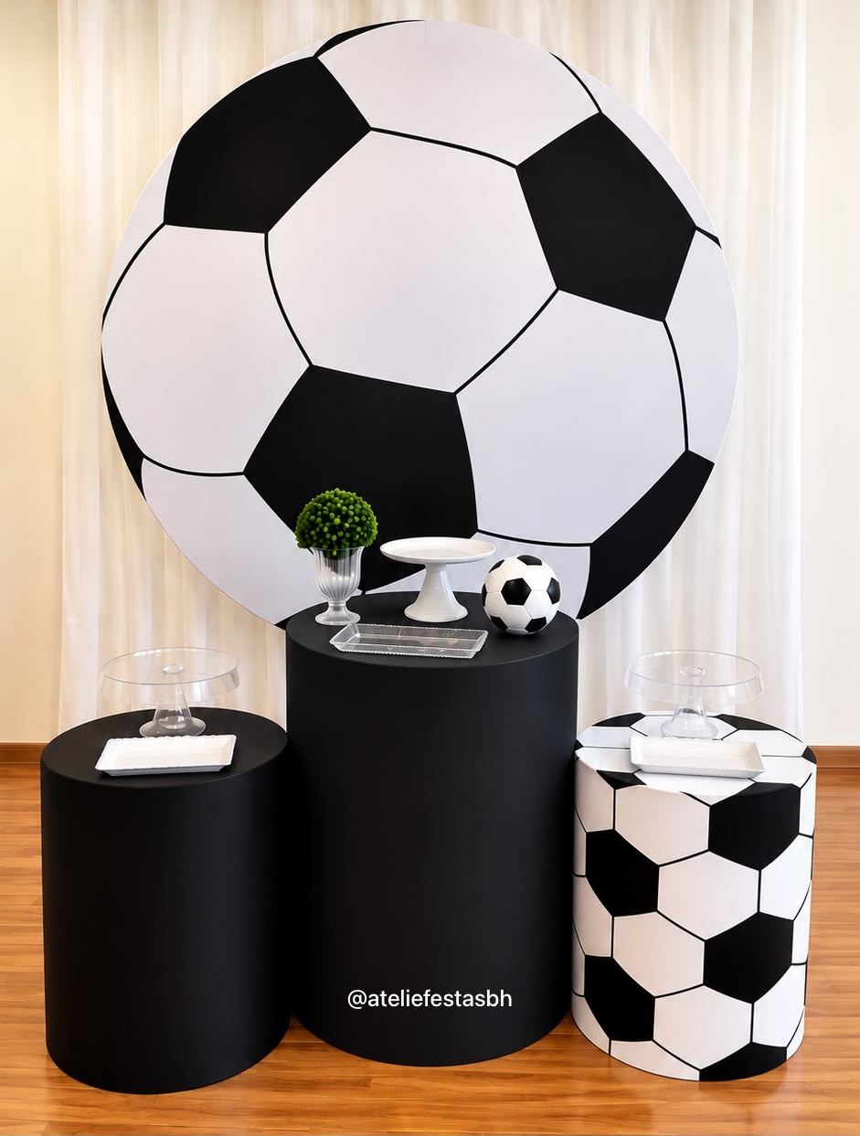 Kit Básico Futebol Preto E Branco (Painel Bola) - Ateliê Festas