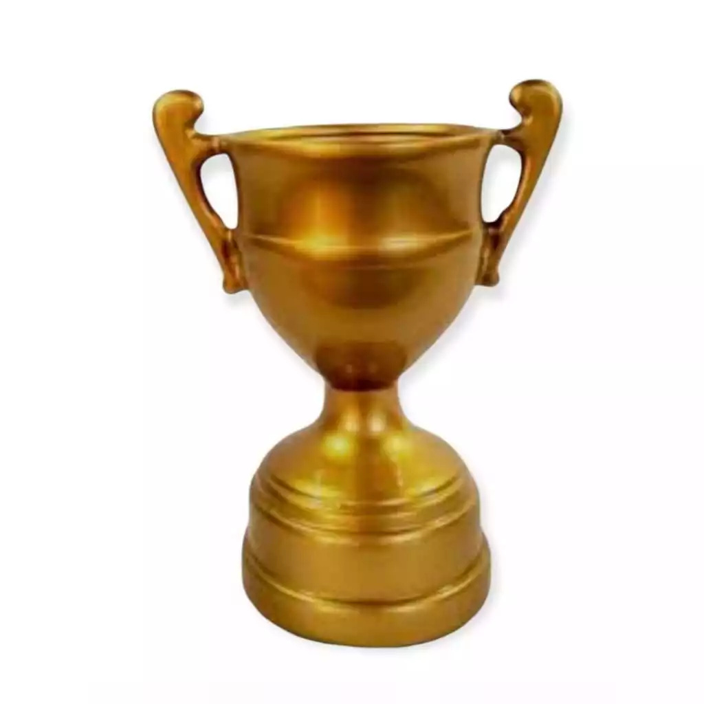 Taça Troféu Em Cerâmica Dourada - Ateliê Festas