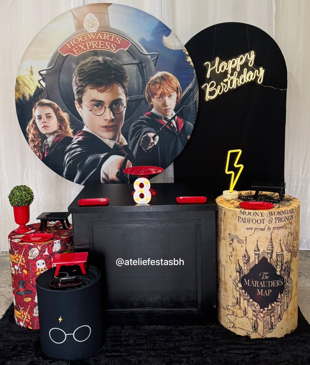 Kit Prata Harry Potter / Painel Com Led - Ateliê Festas